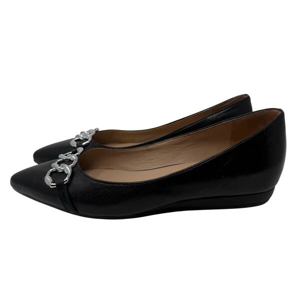 27 EDIT Naturalizer Katalie Chain Detail Wedge Pump Size 7M ‑ Black Pointed Toe - Picture 3 of 8